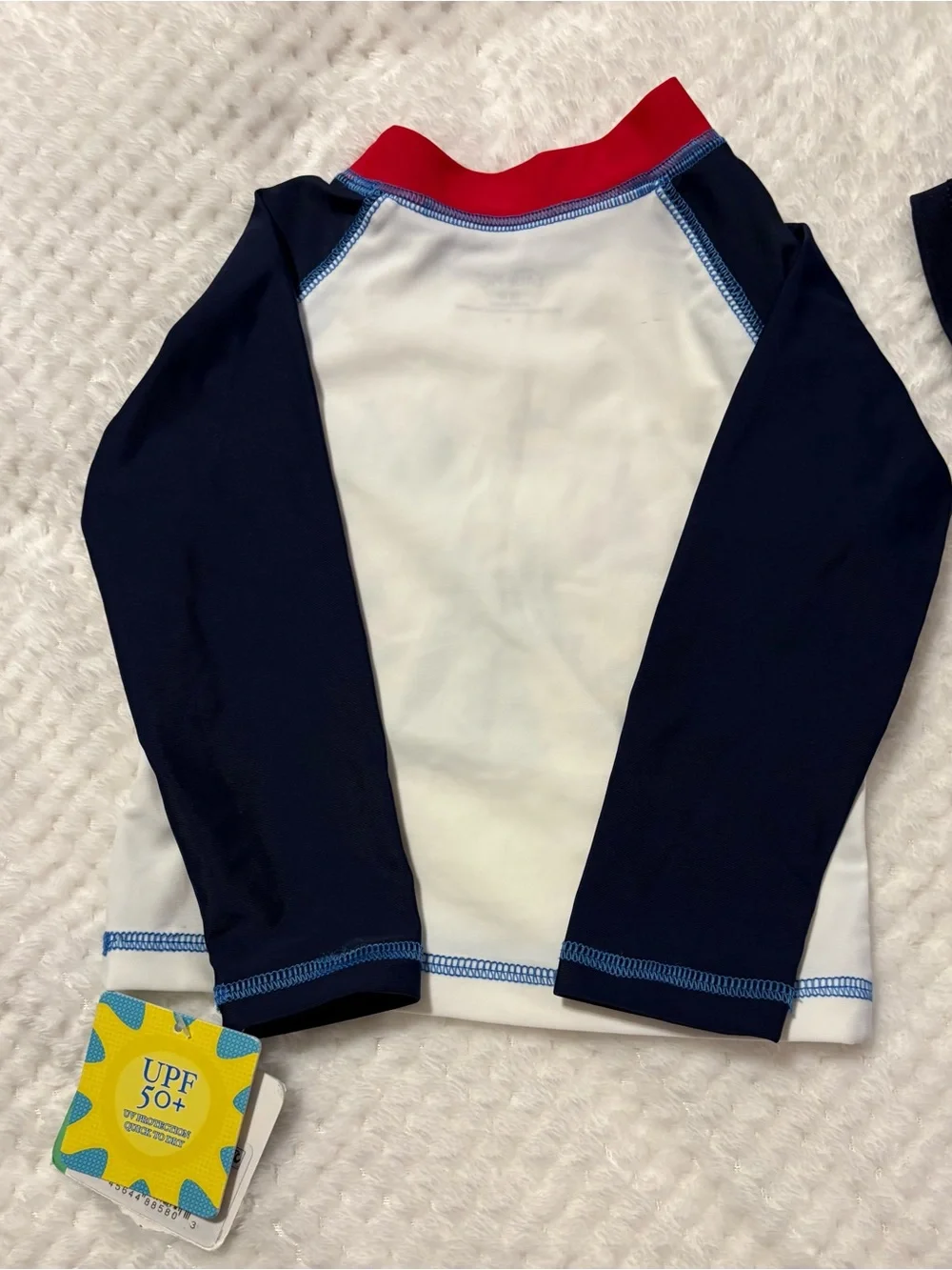 Kids UPF 50+ Sailboat Rash Guard Swim Shirt - Navy/White/Red 2 for $ 25/